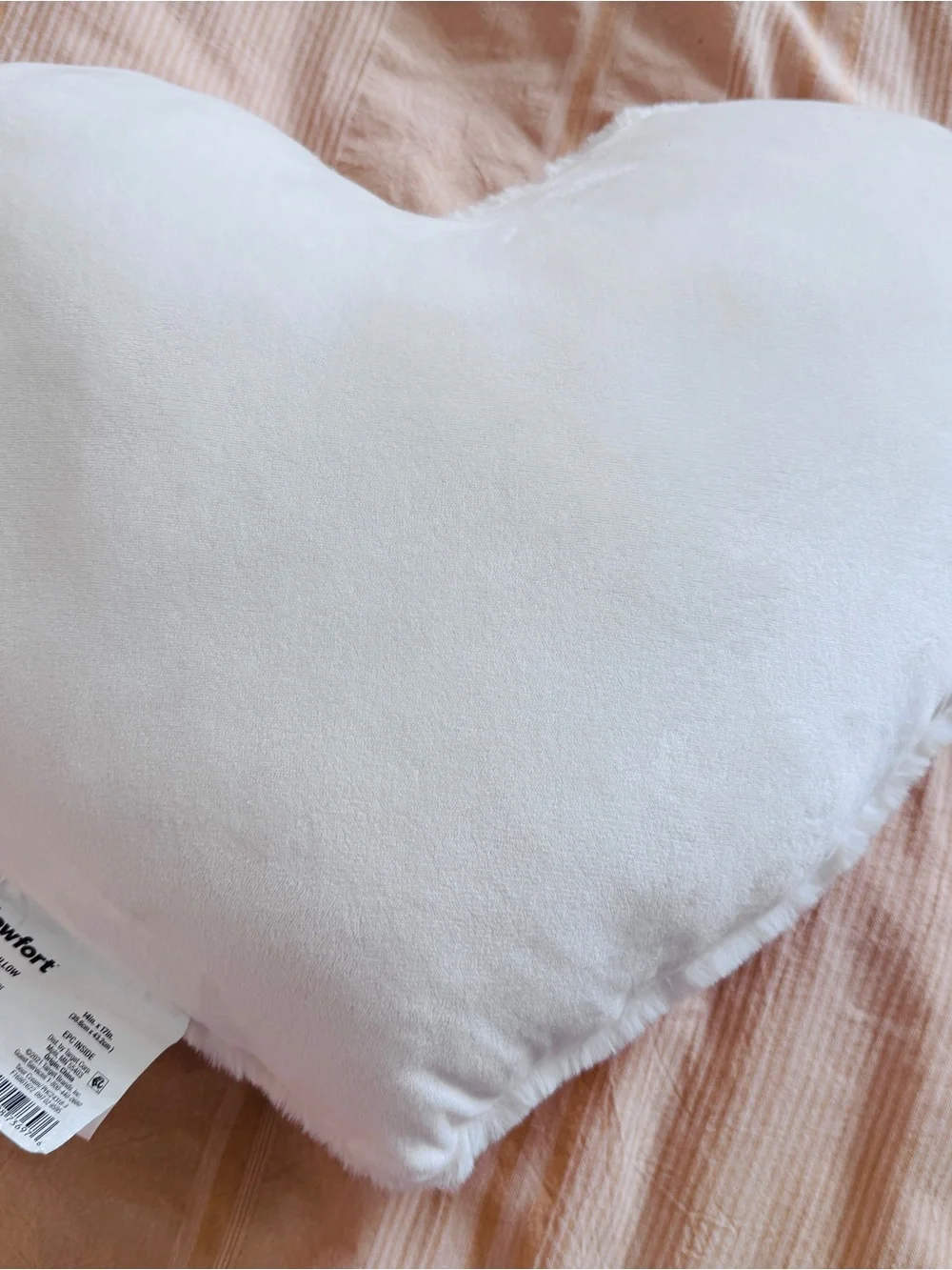 Pillowfort White Faux Fur Heart Pillow